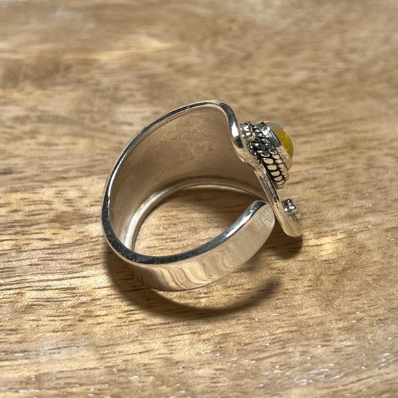 Ethiopian Opal 925 Sterling Silver Adjustable Open Ring - Picture 5 of 13